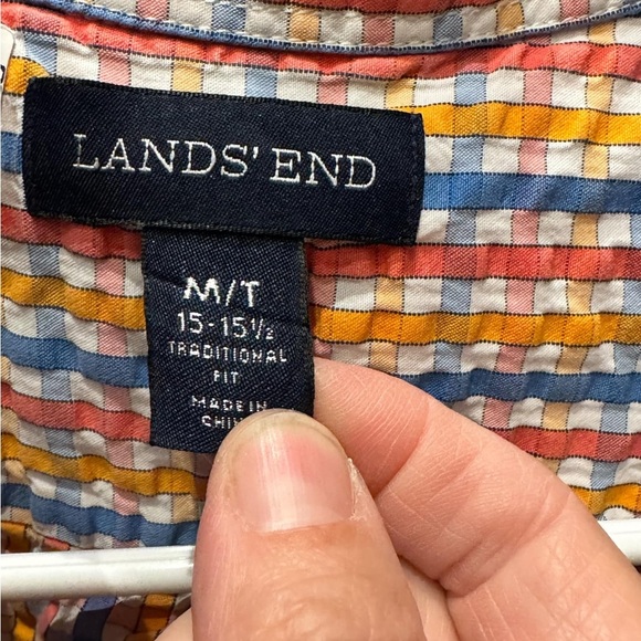 Lands end Colorful Plaid Men's Shirt MEDIUM - Picture 4 of 4